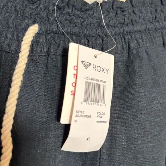 Roxy Pants Women's XL Black Linen Blend Drawstring Summer Beach Solid NWT - Picture 5 of 10